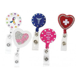 Bling Assorted Retractable Badge Holders (Multicolor), CareTyme Scrubs