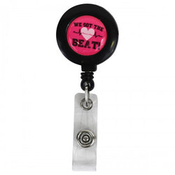 We Got The Beat Retractable Badge Holder (Pink/Black), CareTyme Scrubs