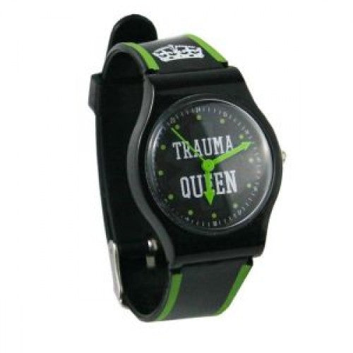 Trauma Queen" Jelly Watch (Black/Green), CareTyme Scrubs